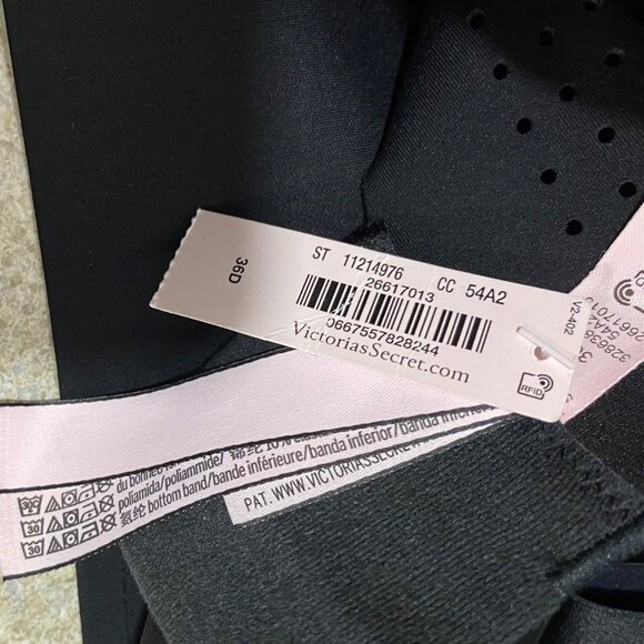 Victorias Secret Wireless Full-Coverage Black Bra 36D Adjustable Straps & Hook - Picture 5 of 6